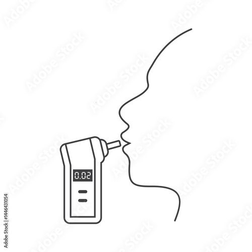 illustration of using a breathalyzer, vector art.