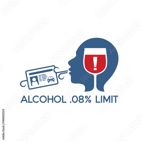 warning alcohol .08% limit, vector art.