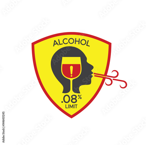 warning alcohol .08% limit, vector art.
