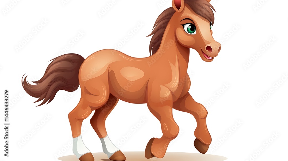 Cheerful horse cartoon character in a lively vector illustration, perfect for children's books and products Cheerful horse cartoon character in a lively vector illustration, perfect for children's books and products
