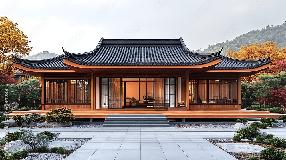 Fototapeta premium Ancient chinese villa architectural wood high resolution image