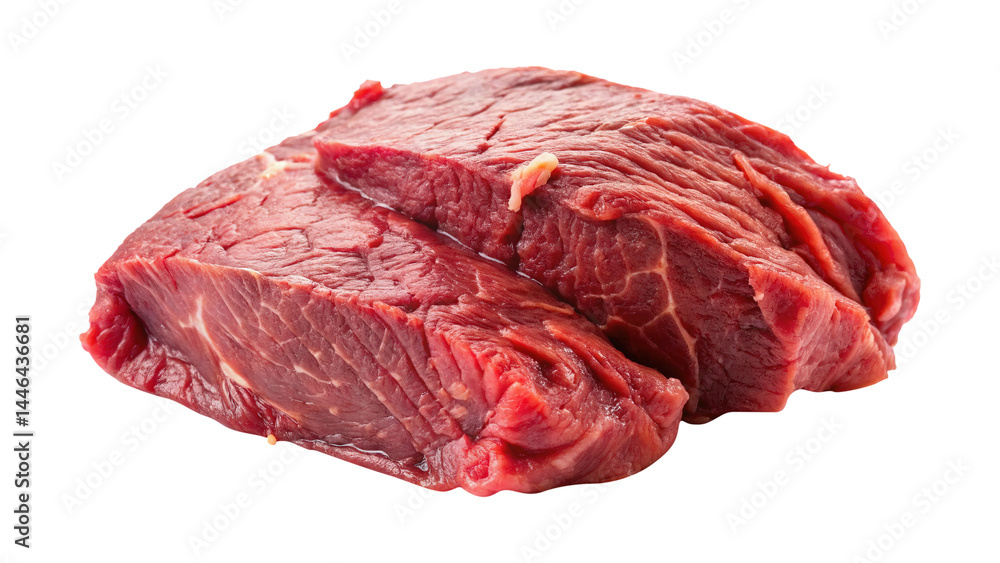Fototapeta premium Two raw beef steaks stacked on top of each other on transparent background