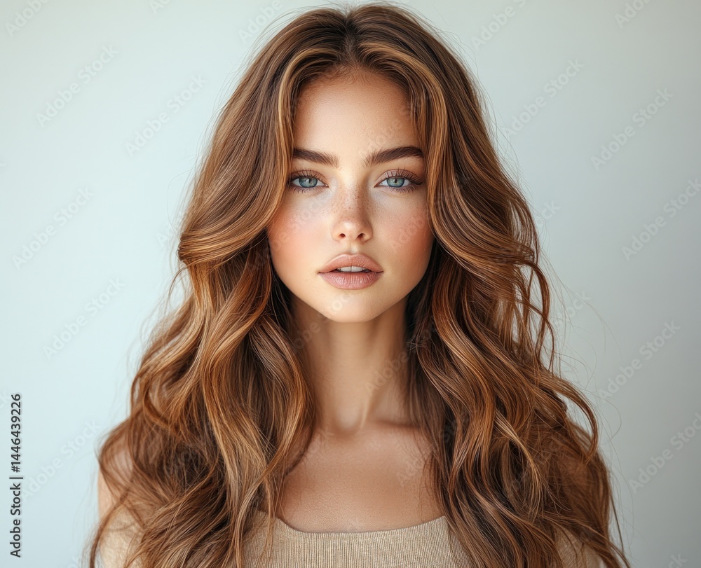 Naklejka premium Woman with beautiful, wavy, auburn hair