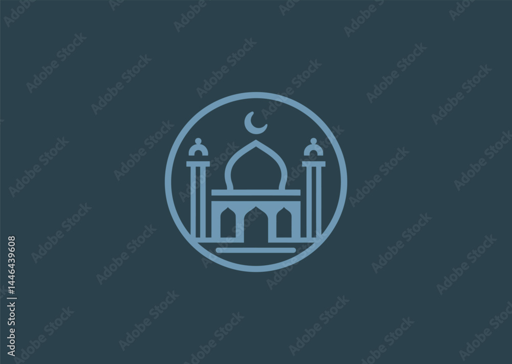 Simple minimalist mosque logo for religious, cultural, or community branding. Simple minimalist mosque logo for religious, cultural, or community branding.