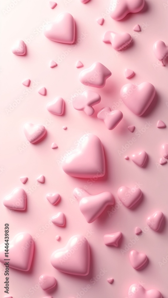 A close up of a pink background with many small pink hearts. A close up of a pink background with many small pink hearts.
