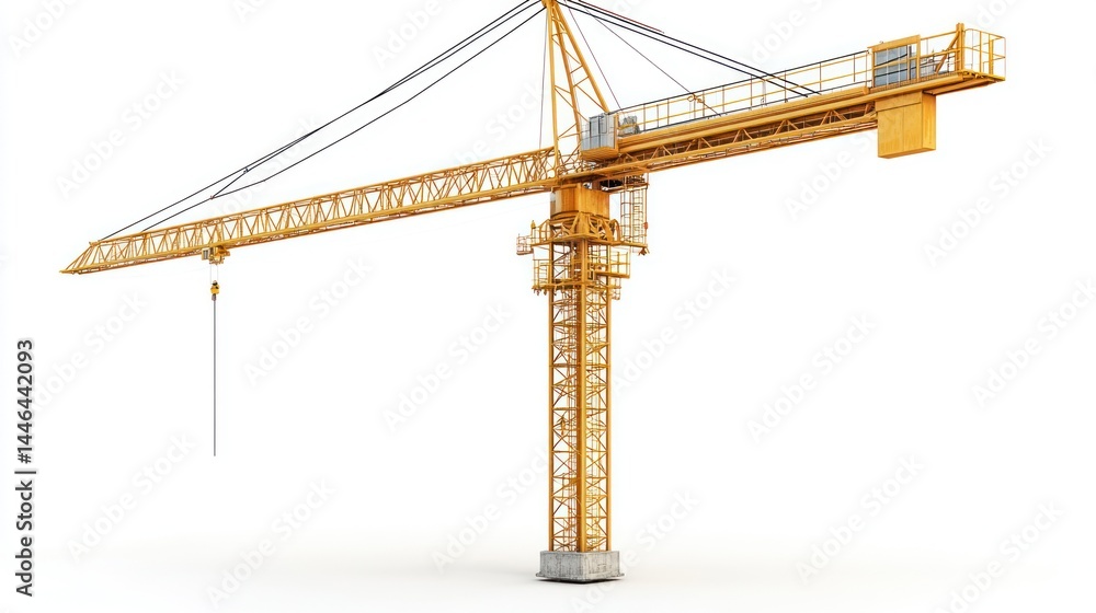 Tower Crane Isolated: A High-Resolution 3D Render for Construction Projects