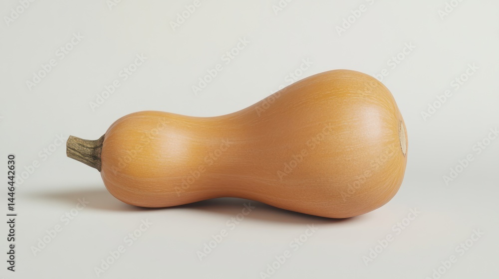 Smooth butternut squash against a plain backdrop for culinary design use
