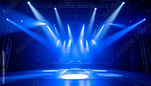 Free stage with lights, lighting devices. 
