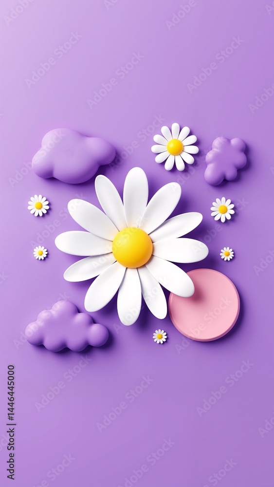 Obraz premium A white flower with a yellow center surrounded by small white flowers.