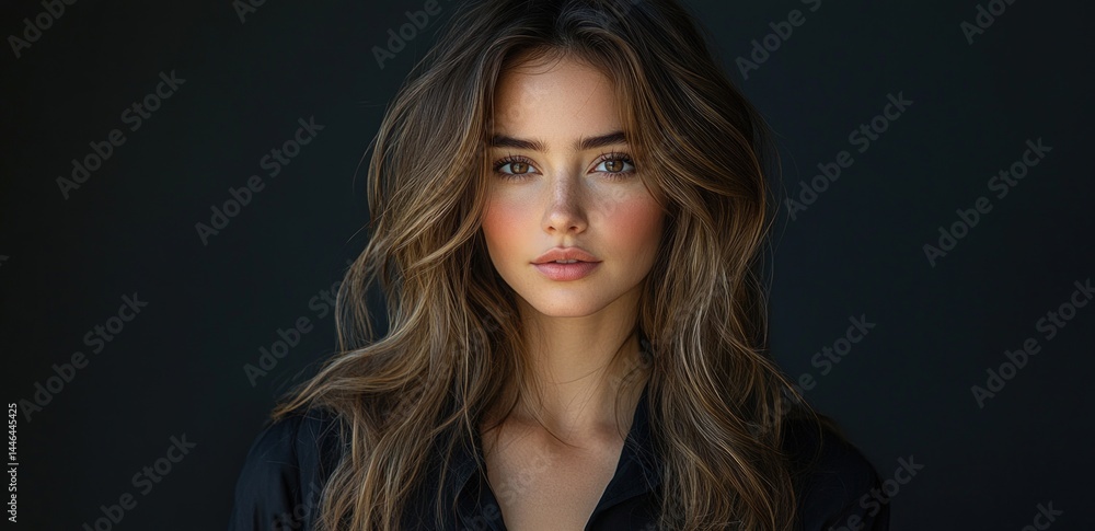 Fototapeta premium Portrait of a beautiful woman with long, flowing hair