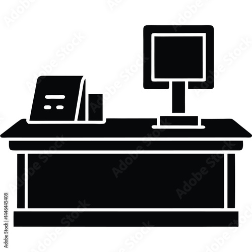 cashier element isolated cash counter table on whi