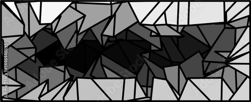 Abstract Geometry in Shades of Gray, Dynamic Balance of Light and Form, sophisticated fusion of polygons, creating an intricate web of overlapping shapes with tonal variations that define depth