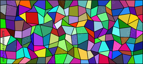 Colorful Geometric Pattern, A Bright Polygonal Artwork, A collection of randomly shaped polygons comes together in this colorful composition, highlighted by strong contrasts and white outline 