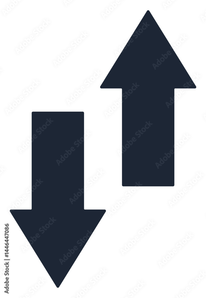 Up and down sign with black arrows icon vector illustration isolated on white background. Up and down sign with black arrows icon vector illustration isolated on white background.