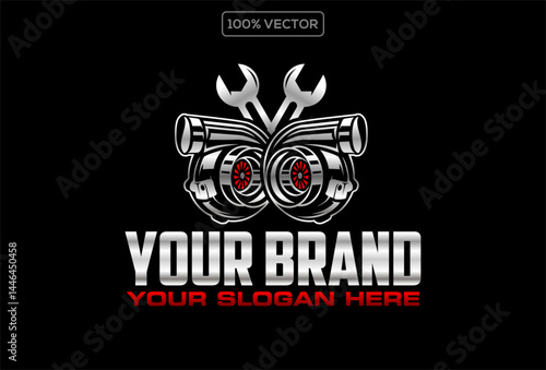 diesel turbo automotive repair logo design vector template illustration