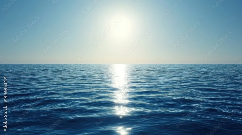Fototapeta premium Vast expanse of ocean reflecting a brilliant sun.