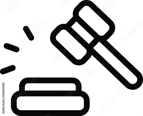 Judge gavel icon illustration representing law, justice, and auction decisions