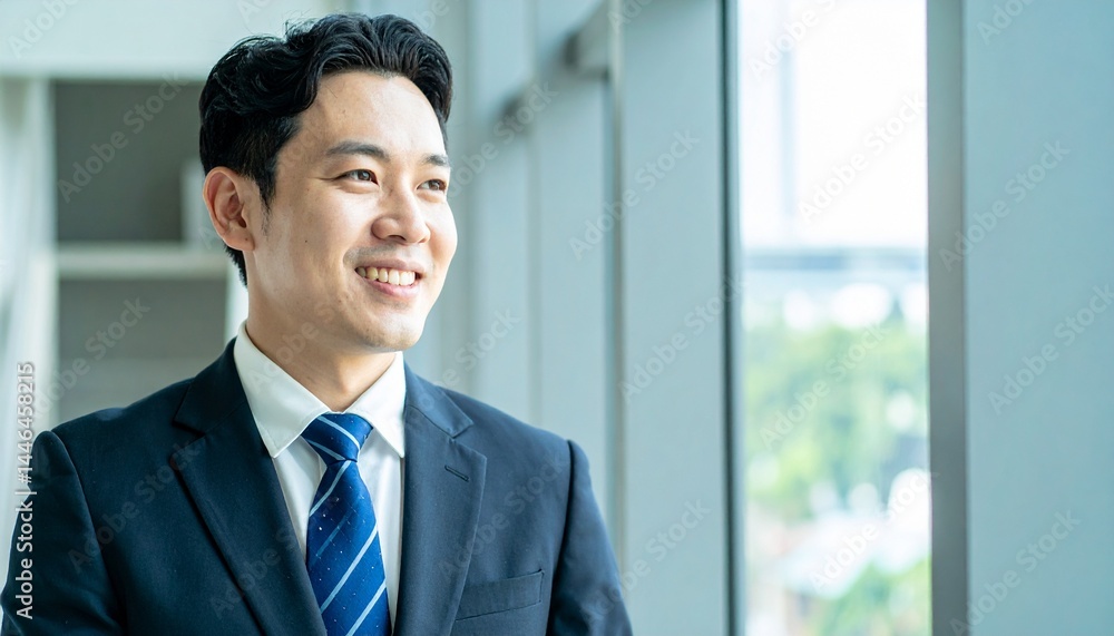 笑顔で対話・商談をする日本人男性ビジネスマン 笑顔で対話・商談をする日本人男性ビジネスマン