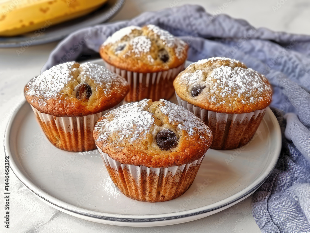 Baked muffins on plate Baked muffins on plate