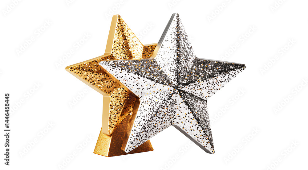 Fototapeta premium A celestial galaxy star trophy in gold and silver, realistic stock photography, on a white background, in PNG format.