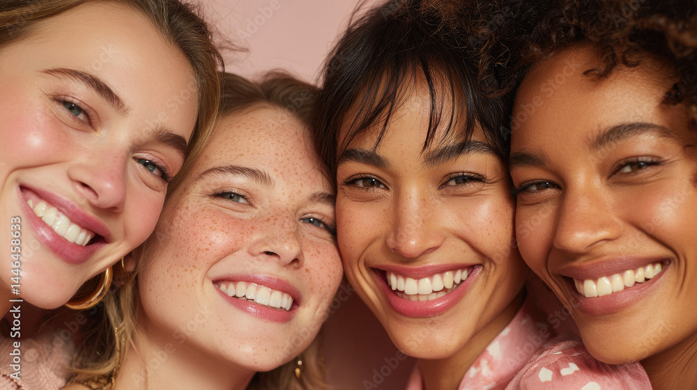 Fototapeta premium Diverse women smiling closeup portrait