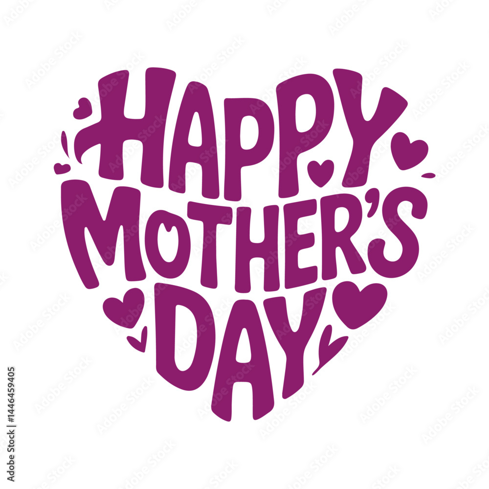 happy mothers day typography text design in a heart shape. happy mothers day typography text design in a heart shape.