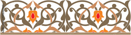 Vector illustration for arabic floral frame. Traditional Islamic design, border frame. Suitable for use in frames, mosque decoration elements, calligraphy decoration
