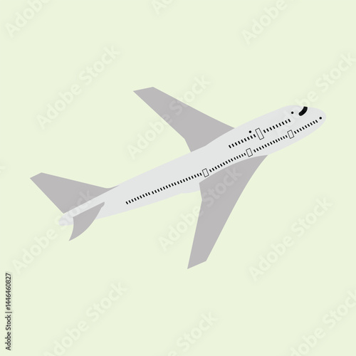 Airplane vector illustration in flat design. Airplane isolated on green background. Airplane isolated on white background illustration in flat style. 