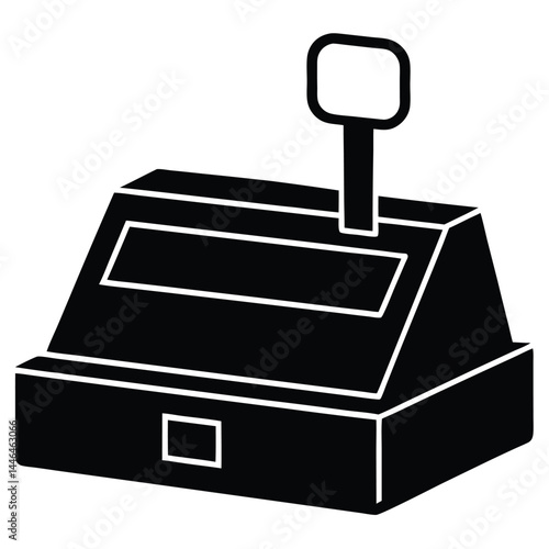 cashier element isolated till key on white backgro 