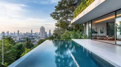 Modern Home Pool Cityscape
