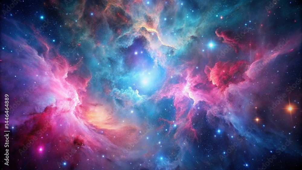 Vibrant Pink and Blue Nebula with Stars and Cosmic Dust Vibrant Pink and Blue Nebula with Stars and Cosmic Dust