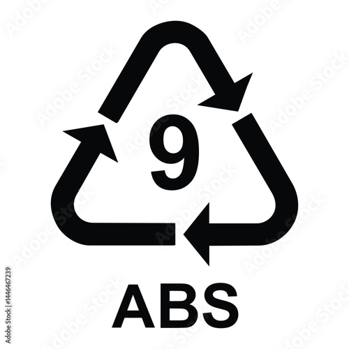 Plastic recycling symbol ABS 9 , Plastic recycling code ABS 9 , vector illustration