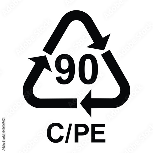 Composites recycling symbol C/PE 90 , Plastic recycling code C/PE 90 , vector illustration