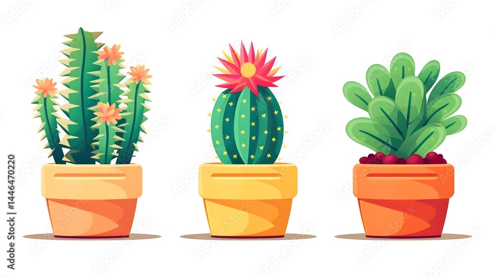 Fototapeta premium Cactus House Plant Vector Icon on White Background - Botanical Illustration for Interior Design Projects