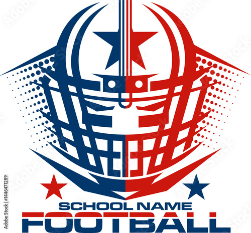 patriotic football team design with helmet and facemask for school, college or league sports