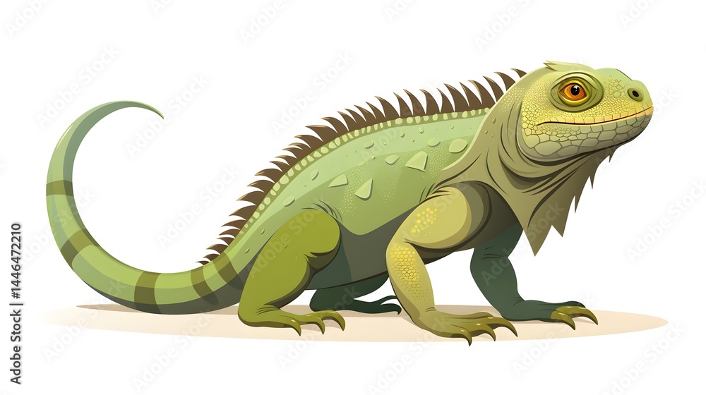 Obraz premium Detailed Iguana Exotic Reptile Cartoon Icon for Creative Designs on White Background