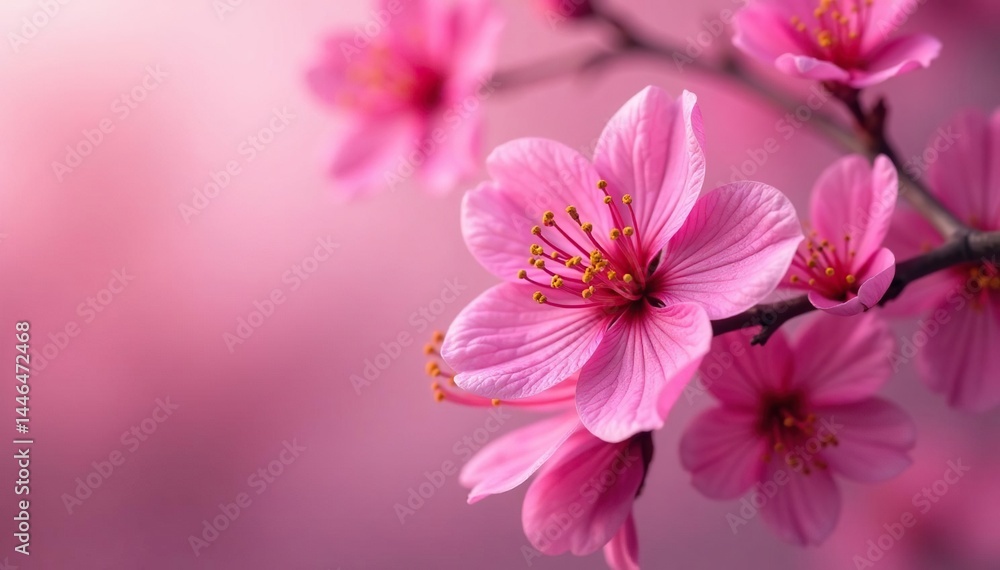 Delicate fuchsia blossoms, repeating floral motif, soft focus, floral design, garden, purple Delicate fuchsia blossoms, repeating floral motif, soft focus, floral design, garden, purple