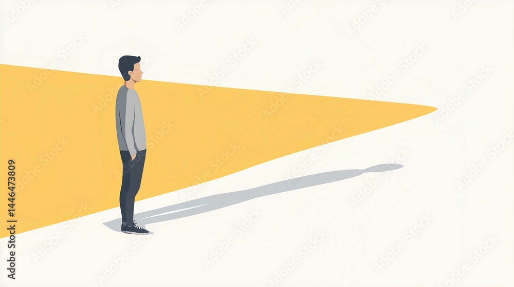 Fototapeta premium Businessman Silhouette Standing at a Crossroads Illustration Vector Art