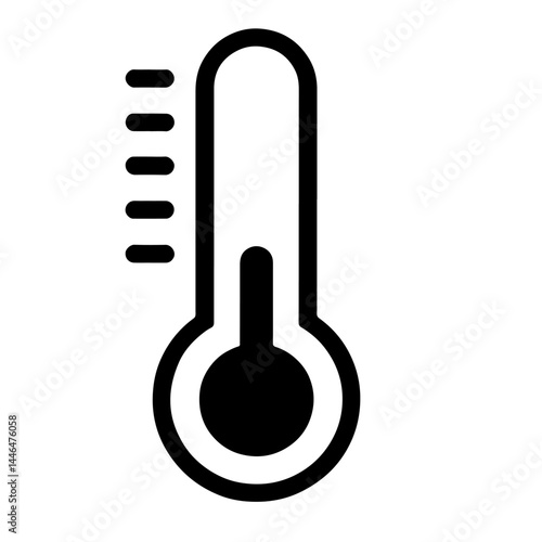 A simple black vector illustration of a thermometer showing a moderate temperature.