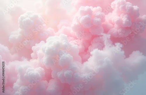 Stylised clouds in the form of colored sweet cotton wool. cotton smoky fluffy texture.