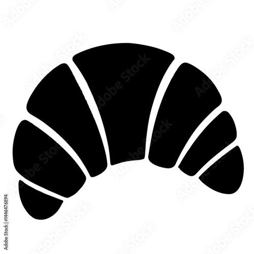 Black silhouette of a croissant, simple vector illustration, isolated on white background.