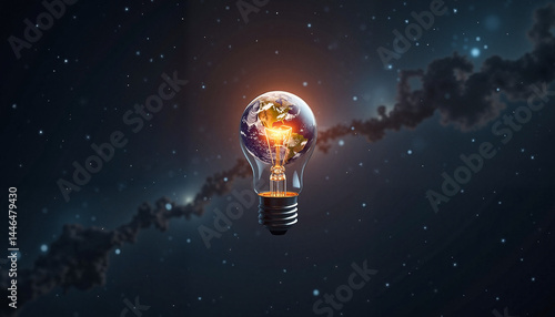 Obraz na płótnie Light Bulb Illuminating Earth in Space w salonie