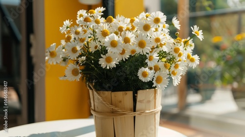 Wallpaper Mural A bouquet of daisies in a wooden pot Torontodigital.ca