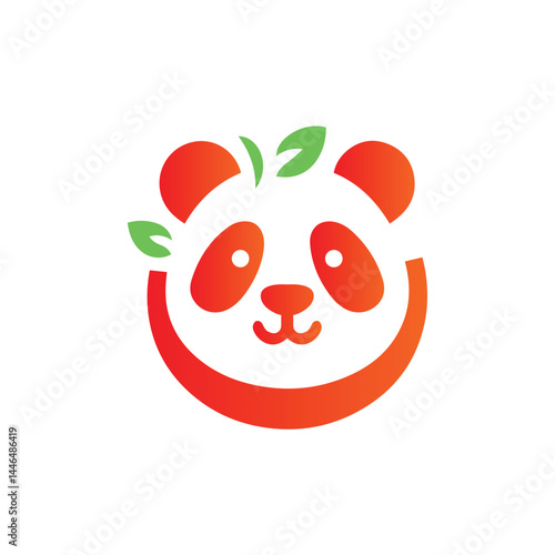 Stylized Gradient Panda Face Logo Design