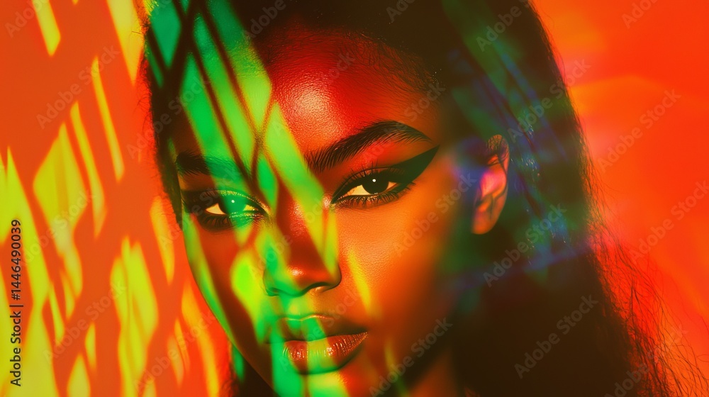 Bold Fashion Portrait with Geometric Patterns in Lomo Style