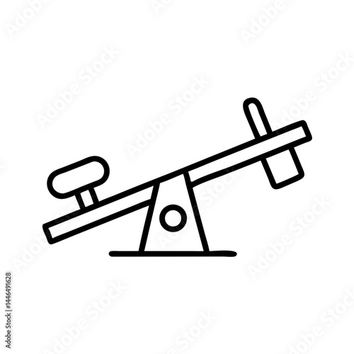minimal black outline icon of playground seesaw or teeter totter symbolizing childhood fun, balance, and outdoor recreation activity