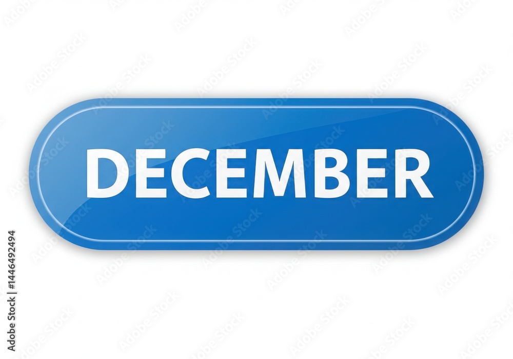 A blue button displaying the word december month A blue button displaying the word december month