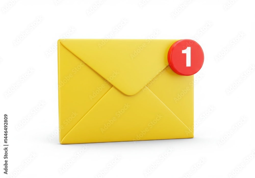 Yellow envelope with a red notification indicator Yellow envelope with a red notification indicator