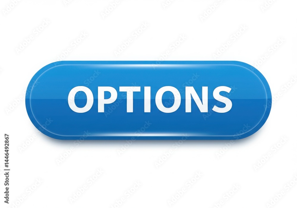 A blue options button on a white background image A blue options button on a white background image