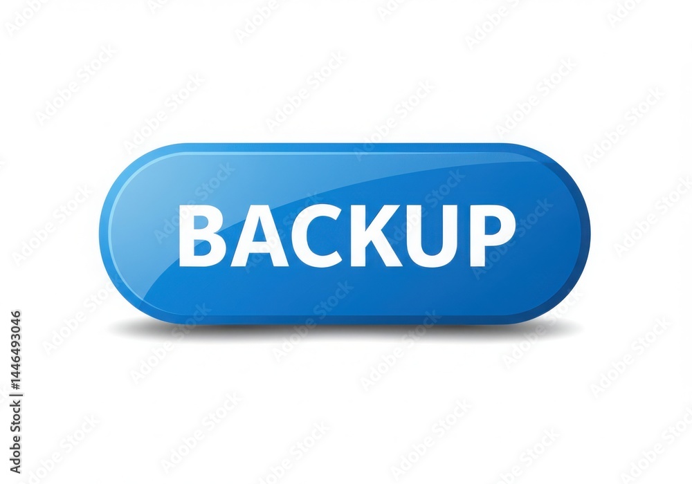 A blue button with the word backup in white text A blue button with the word backup in white text